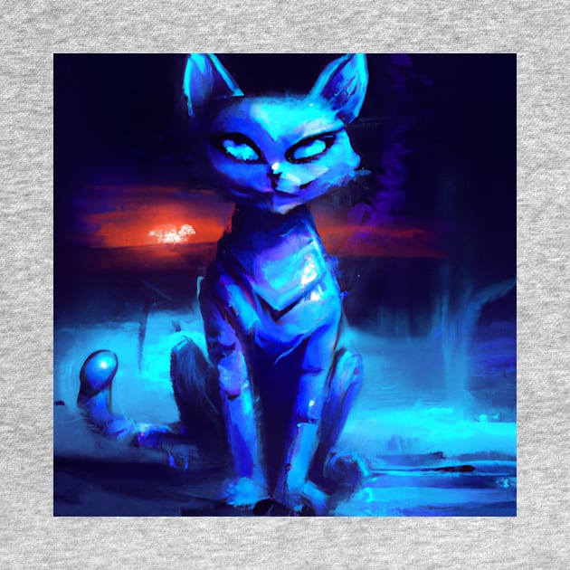 Futuristic Blue Cat Survived the Apocalypse by Star Scrunch